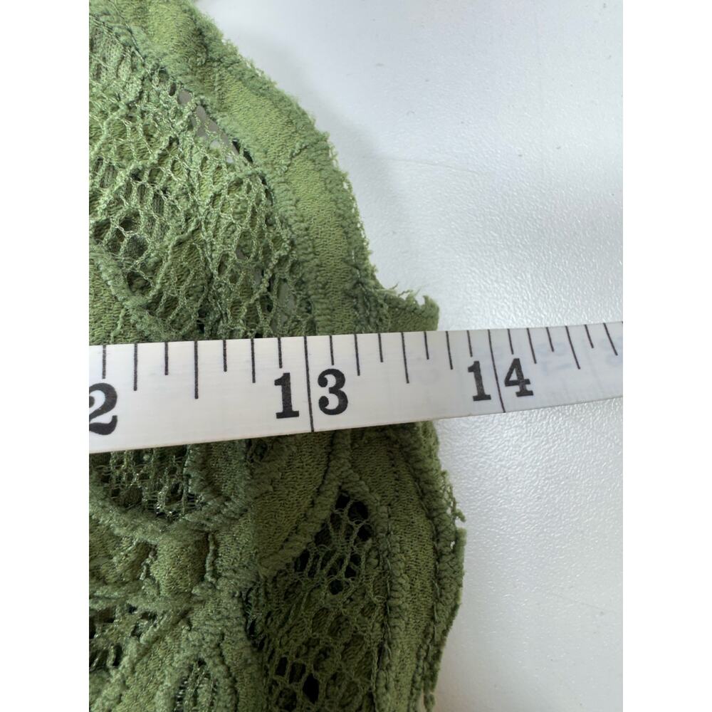 Y2K Boho Babydoll Tiered Mini Dress Green Sz Large Strappy Juniors Coquette - Picture 6 of 11